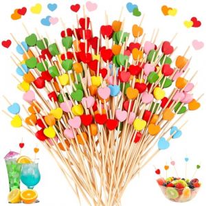 CIYIN 100 Pi&egrave;ces Cocktail Sticks, Brochettes Cocktails, 12cm Brochette de Fruits avec Un Motif d'amour, Cocktail Toothpicks, pour Fingerfood, Snacks, Boissons, D&eacute;co Cocktail (XIUZAO, neuf)