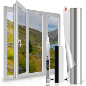 Film Miroir pour Fenetre, 75x200cm Film Fenetre Anti Regard Miroir Anti UV avec Raclette, Film Anti UV Fenetre sans Colle, Film Miroir sans Tain pour Vitrage et Fenetre, Film sans Tain pour Fenetre (HOOMLE, neuf)