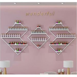 &Eacute;tag&egrave;res Murales pour Vernis &agrave; Ongles, Supports de rangement muraux polygonaux for vernis &agrave; ongles, support de vernis &agrave; ongles en diamant, vitrine multifonctionnelle for vernis &agrave; ongles(White) (daixianronglebaihuozhan, neuf)