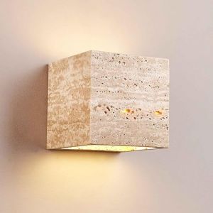 MCWYH Applique Murale d'Extérieur en Travertin Jaune Naturel, Source de Lumière LED 9W, Style Rétro pour Couloir d'Entrée d'Escalier de Maison, Lampe Décorative (zihankuajingdianshang, neuf)