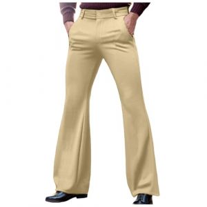 Pantalon évasé pour Homme Pantalon de Carnaval Disco Style Années 70 Disco Décontractés Pantalons À Pattes D'éléphant Confort Déguisement Pantalons évasé Slim à Pattes (hoarse-NU, neuf)