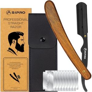 ASIPRO Rasoir à Barbe Homme avec (20 Demi Lames)10 Rasoir Lame Coupe Choux Professionnel et Étui de Protection Rasoir Coupe Choux Barbe Manuel Rasoir Barbier Professionnel Rasoir à Barbe Traditionnel (ASIPRO, neuf)