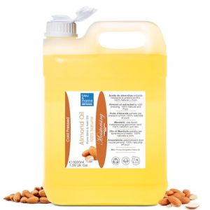 Huile Amandes Douces, Anti-vergetures, Presse&eacute; &agrave; froid, Hydratante, Soin Cheveux, Ongles, Cuticules, D&eacute;maquillante Naturelle, Huile de Massage, Culture Organique, 5000 ml (Smart Home France, neuf)