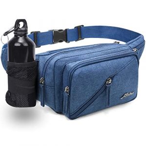 REETEE Sac Banane Homme Femme Sac Sacoche Banane avec Porte Bouteille, Ceinture r&eacute;glable Sacoche Banane Ville pour Balade Escalade Voyage Randonn&eacute;e Sport Fanny Pack Waist Pack (Bleu) (REETEE, neuf)