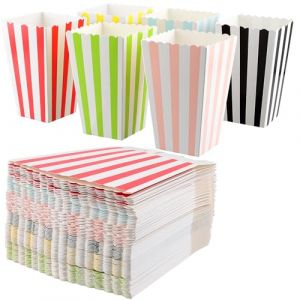 KEILEOHO Lot de 144 boite a pop corn,sachet pop corn, cornet pop corn, Rayures multicolores, Sacs de fête en papier pour bars à pop corn, bar à bonbons, fête, soirée cinéma (shenzhenjinghaodianzishangwuyouxiangongsi, neuf)