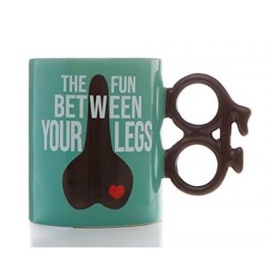 Boxer Gifts Mug « Fun Between Legs » en forme de vélo | Poignée unique en forme de vélo | Cadeau amusant d'anniversaire de Noël secret pour les cyclistes, céramique, bleu, taille unique (Boxer Gifts, neuf)