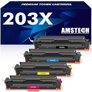 4-Pack Cartouches de 203X 203A Toner pour HP 203X 203A CF540X CF540A Color Laserjet Pro M281fdw M254dw M280nw M281fdn M281cdw M254nw M254dn M281 M254 Noir Cyan Jaune Magenta (Captoner, neuf)