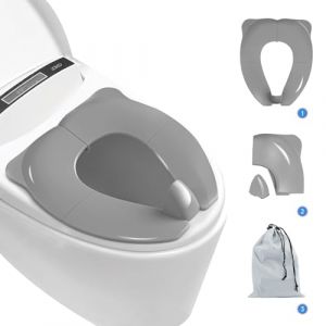 Reducteur Toilette Enfant, Gris Réducteur de Toilette pour Bébé, Siège de Toilette Pliable pour Enfants Réducteur WC Enfants Portatif, Siège de Toilette de Voyage pour Enfants, Sac de transport inclus (Galaxy Schlachtschiff, neuf)