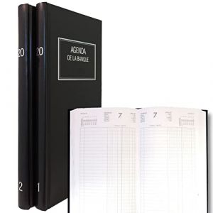 Agenda de la Banque LECAS Long 15x34cm - Euros et centimes - 1 jour sur 2 pages - 2 volumes - 2026 (FOURNITURE DISCOUNT, neuf)