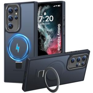 HuwaiH Coque pour Samsung Galaxy S22 Ultra, (avec Support Invisible) (Compatible avec Mag-Safe) (Protection Antichoc de qualité Militaire) Mat Translucide Coque pour Samsung S22 Ultra(Noir) (Zhimingeu, neuf)