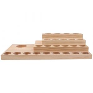 Ipetboom Organisateur d'huiles essentielles : (trous de 3 cm/5 cm) - Support &agrave; 4 niveaux - Support en bois pour bouteilles de parfum - &Eacute;tag&egrave;re de pr&eacute;sentation multicouche pour huiles (hikarish, neuf)