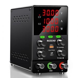 RUZIZAO Alimentation Laboratoire 30V 10A 300W DC Bloc d'alimentation R&eacute;glable Fonction OCP OVP Interrupteur de Sortie Port USB Reglable Stabilis&eacute;e (Bodun Direct EU, neuf)