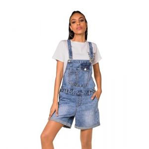 Nina Carter S511 Salopette courte en jean Boyfriend Denim Combinaison Combinaison de combinaison look usé Combinaison d'été, Bleu (S511), M (Miss Noir, neuf)
