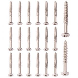 RuiJOTWAT Lot de 20 vis de montage pour plaque de manche de guitare chrom&eacute;e pour guitares Fender Strat Tele American Standard/Deluxe Chrome (ruimans, neuf)