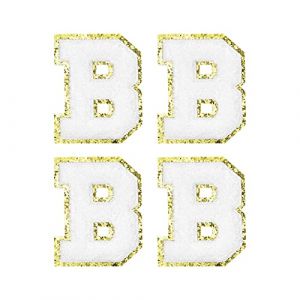 sourcing map 4Pcs Écusson Lettre Patch Thermocollant Repasser Blanc Alphabet B 3.1in Hauteur pour Vêtements, Chaussures, Chapeaux, Sacs à Dos (Weisser Berg, neuf)