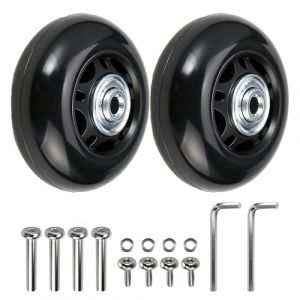 2 Pcs Roulette Valise Caoutchouc avec Vis, 64 mm x 24 mm Roues pour Valise Universelle Pivotante, Roulettes des Remplacement, Roues de Rechange Noir, R&eacute;paration de Roulements pour Bagages, Chariot (YYBYEU, neuf)