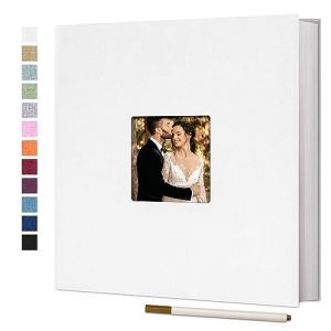 Vienrose Grand Album Photo Adh&eacute;sif Scrapbooking 40 Pages Lin Reli&eacute; livre photo DIY Longueur 33 x Largeur 32 cm avec un Stylo M&eacute;tallique (Vienrose EU, neuf)