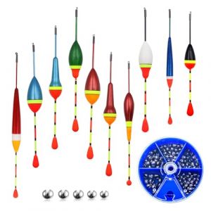 INNAL 10 Pcs Flotteur Peche au Coup Haute Sensibilité Flotteurs pour Pêche Flotteurs de Pêche Flotteur Truite Flotteur de Pêche avec 100 Pcs Plomb Peche Convient à la Plupart des Types de Pêche (KR-EU, neuf)