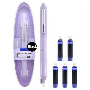 Générique Stylo-Plume Rétractable : 0,38 mm, Encre Bleue Et Noire, Corps du stylo de couleur, 5 cartouches D’encre Rechargeables Incluses. Pour Une écriture (Violet, Noir non effaçable) (huangshanshijingmiaomiaodianzishangwuyouxiangongsi, neuf)