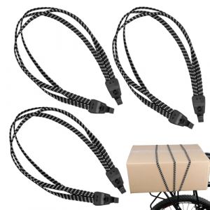 3 Pi&egrave;ces Tendeurs Elastique avec Crochets, 75cm Tendeur Velo 3 en 1 R&eacute;glables, Sangle Elastique Noir pour Porteur de Bagages, Panier Arri&egrave;re de V&eacute;lo et Moto (HUAKAIY, neuf)