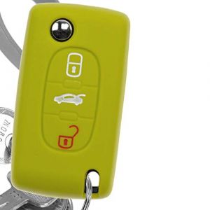Key Soft Case Cover Housse de Protection pour Citroen C5 C2 C3 C4 Picasso Grande Berlingo Peugeot 207 307 407 308 607 / Couleur: Vert Pomme (mt-commerce, neuf)