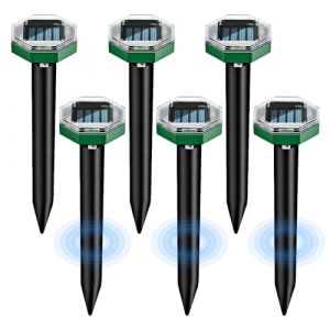 Fivtsme Anti Taupe Ultrason Solaire, 6 PCS Anti Taupe Efficace, Ultrason Taupe, Répulsif à Taupes à Ultrasons, IP65 Répulsif Solaire de Taupe, Répulsif Serpent Ultrason, pour Repousser Les Taupes (ENMY-EU, neuf)