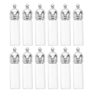 iplusmile 12 Pièces Mini flacon en verre transparent avec bouchon argenté pendentif porte-clés pour huiles essentielles flacon parfum vide à suspendre pour voyage et décoration (Cosy & U, neuf)