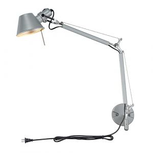 TPMAFF Appliques murales pour Chambre à Coucher, Appliques à Long Bras oscillant avec Cordon enfichable, luminaires muraux à Bras robotique télescopique réglable pour établi (Ampoule Non Incluse) (yuan hong bai huo dian, neuf)