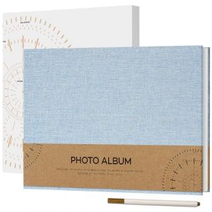 Vienrose Album Photo Adhesif 10x15 Petit Album Photo Vide 40 Pages en Lin Reli&eacute; 21,5x30 cm DIY Album Scrapbooking avec Un Stylo M&eacute;tallique pour Mariage B&eacute;b&eacute; Famille Voyage, Bleu ciel (Vienrose EU, neuf)