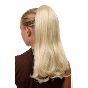WIG ME UP - BRO-525-613 Extension queue de cheval avec grosse pince tr&egrave;s longue lisse volume blond platine (VK Event Fashion, neuf)