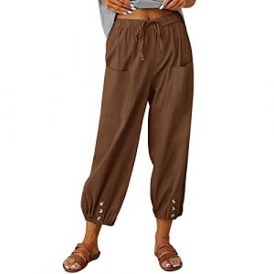 Panta Court Chic Ensemble et Haut Ample detente décontracté Thai Long Sarouel Bleu Marine Jardinage Chino Noir Cargo Elastique Combinaison Baggy Vert Kaki vêtements Elegant a Pince Rouge Yoga Haute # (ZJsz, neuf)