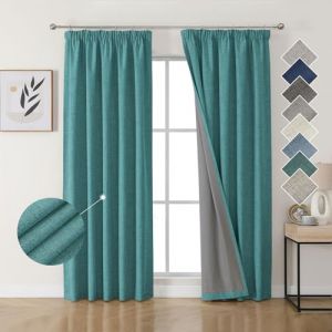 Joydeco 100% Rideau Occultant Thermique en Lin avec Galon Fronceur 132x214 cm 2 Pi&egrave;ces, Rideau Isolant Thermique Anti Froid et Chaleur &agrave; Passe Tringle pour D&eacute;coration de Porte Fen&ecirc;tre (joydeco, neuf)