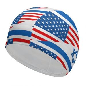 Bonnet de Bain imprim&eacute; Drapeau isra&eacute;lien et am&eacute;ricain, Haute &eacute;lasticit&eacute;, adapt&eacute; aux Cheveux Longs et Courts pour Adultes, Style (FAForever, neuf)