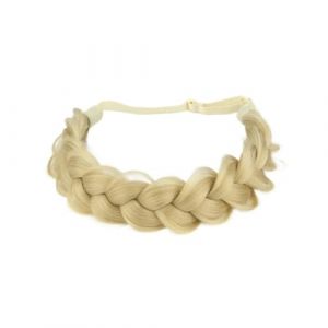 Serre-t&ecirc;te r&eacute;glable tress&eacute; extensible en cheveux synth&eacute;tiques dor&eacute;/marron/noir (petit 5) (WANGJZNB, neuf)