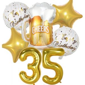 Ballon 35 ans Anniversaire Homme Femme, Decoration Anniversaire 35 ans, Ballon Anniversaire 35 ans Or, Ballon Bière Ballon Bouteille Verre à Vin Decoration pour Anniversaire 35 ans Femme Homme (Feelairy, neuf)