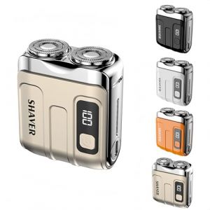 Rasoir Mazenzo R18 - Rasoir Electrique Portable Format Voyage, T&ecirc;te de Rasoir Double Lame Flottante, Design Compact avec Coffret (Or du d&eacute;sert) (nijujiajingzhidian, neuf)