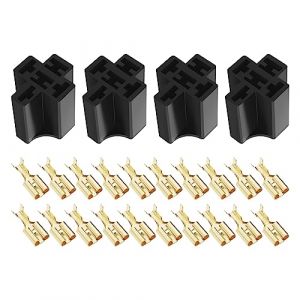 eMagTech 4 Ensembles Supports de Prise Relais de Voiture avec Bornes de 6,3mm pour Relais 4 Broches 5 Broches 10A 12V / 24V Pièces de Rechange Connecteur de Base Prise de Relais Automobile (eMagTech, neuf)