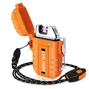 Lafagiet Briquet USB double arc électrique, rechargeable, étanche, pour camping, randonnée, kit de survie en plein air, Orange (iLighter Store, neuf)