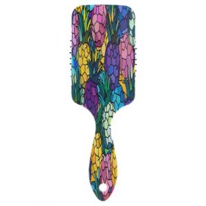 Brosse à cheveux avec coussin d'air - Violet et rose - Ananas - Pour cheveux épais et démêlants antistatiques (DEJESJ, neuf)