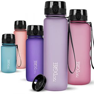 720°DGREE Gourde 1l “uberBottle“ +Tamis à Fruit, softTouch - Sans BPA, Anti-fuite - Bouteille d'Eau, Water Bottle idéale pour Sport, Randonnée, Gym, Camping, Université, Voyage, Travail, Yoga, Enfant (Kaave, neuf)