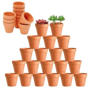 HDKAJL 40 Terre Cuite Mini Pots de Plante/de Fleurs/de Poterie en Argile, en Céramique avec Trou de Vidange, pour Cactus Intérieur Extérieur Plantes Maison Succulentes (KLKJQ, neuf)