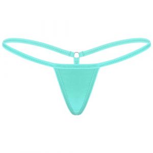 ranrann Micro String Ficelle Femme Sexy Slip Taille Basse Tanga Thong Bikini Erotique Lingerie sous-vêtement Briefs Underwear Turquoise Taille Unique (ranraneu, neuf)