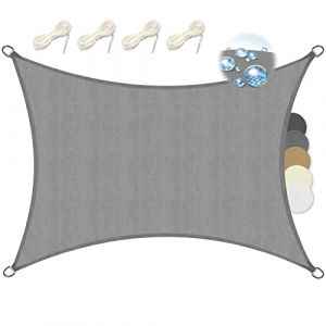 Sol Royal Voile d'Ombrage Rectangulaire 3x4m Imperméable PES SolVision PS9 – Toile Protection Solaire et UV pour Pergola avec Fixation – Brise Vue Gris pour Patio, Terrasse, Balcon & Jardin (Brandvin, neuf)