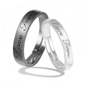 THXFUNAREA 2Pcs Cadeau Couple Bague Homme, Bague Femme Bague Homme, Bague de Promesse Couple Alliance Mariage pour Couple, Bague Reglable Femme (BYSMDXZDZH, neuf)