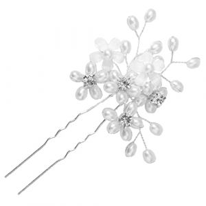 PACKOVE Épingle à cheveux fleur de perle Coiffes cheveux de mariage casque Fille de mariée jour Royal épingle à cheveux en strass pour mariage épingle à cheveux perle strass cristal Silver (Spring TU, neuf)