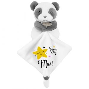 KDO MAGIC - Doudou personnalis&eacute; - Personnalisable avec Un pr&eacute;nom - Peluche personnalis&eacute;e - Cadeau Naissance, gar&ccedil;on, Fille, b&eacute;b&eacute;, Anniversaire (&Eacute;toile Jaune, Panda) (KDO-MAGIC, neuf)