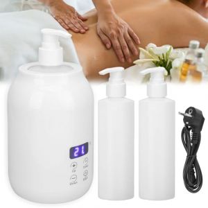 Chauffe Huile de Massage, Réchauffeur D'huile de Massage Température Réglable de 30 à 65 Degrés Kit D'huile de Massage avec 2 Plastique Bouteilles pour Huiles Essentielles Massage du Dos (ignoremexi, neuf)