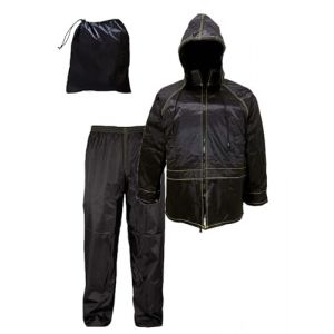 Susy Shop Combinaison Moto Imperm&eacute;able Antipluie et Antivent | Avec Sac | Noir | Ensemble Veste et Pantalon - Capuche R&eacute;tractable | Homme Femme | Scooter V&eacute;lo | Kit de Pluie, Noir , XXXL (Susy Shop, neuf)