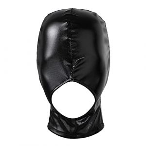 dPois Cagoule Sexy Latex 3D Protection Hiver Homme Femme Unisexe Visage Ski Moto Vélo Paintball Déguisement Halloween Costume Cosplay Assassin Carnaval Mascarade Gc Noir Taille unique (dPois eu, neuf)