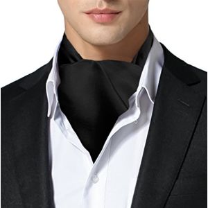 Remo Sartori Homme Uni Cravate Ascot Foulard, 100% Soie, doubles-point&eacute;es (Noir) (Remo Sartori, neuf)
